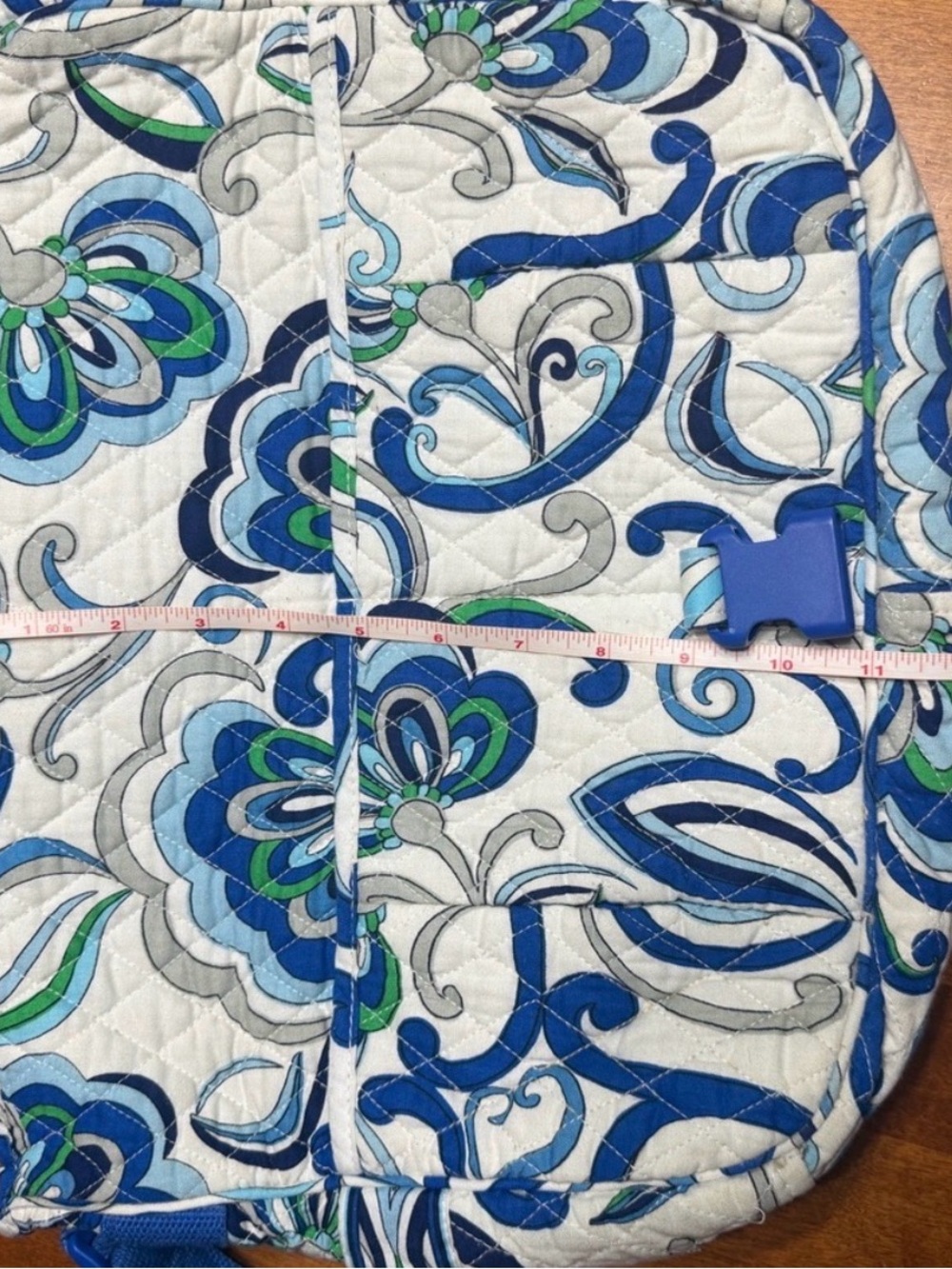 Vera Bradley Mediterranean Messenger Bag /Large Purse Laptop Blue White Floral - Picture 13 of 16